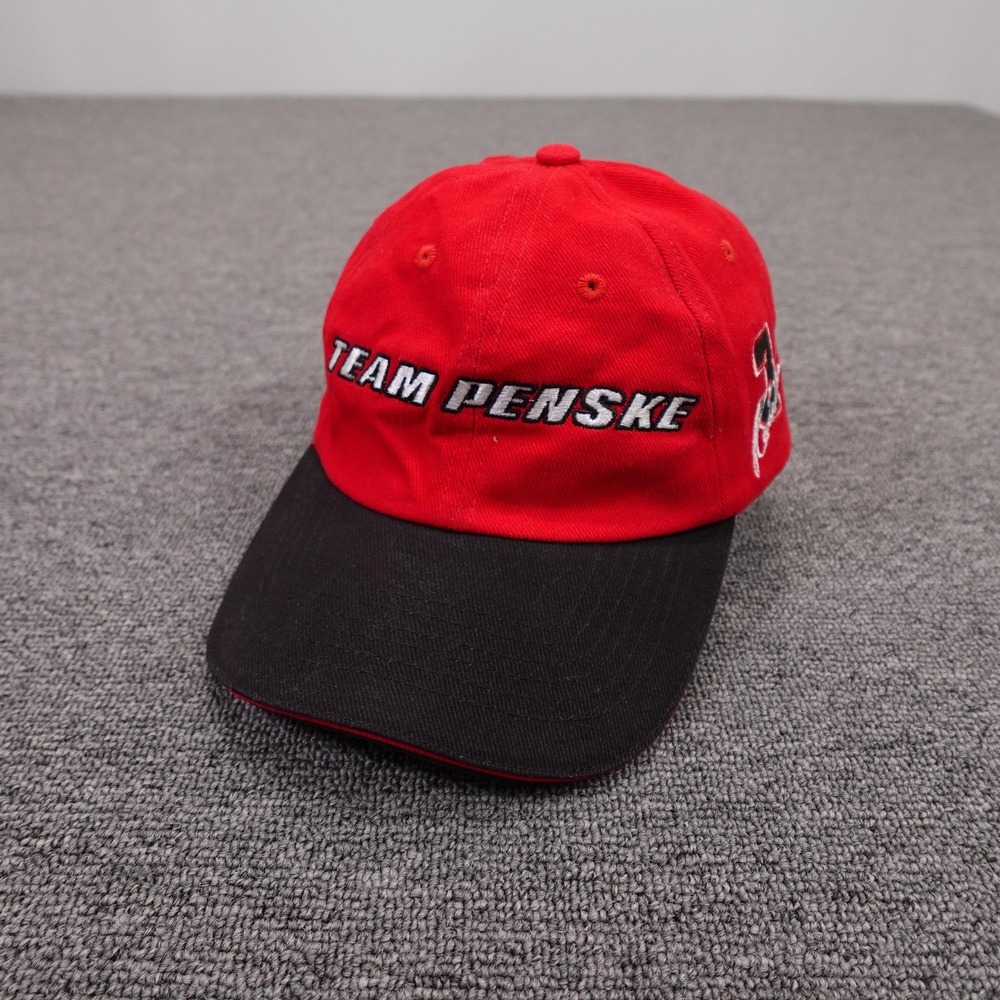 Vintage Team Penske Hat Cap Strap Back Mens One Size Red NASCAR Auto Racing 2004